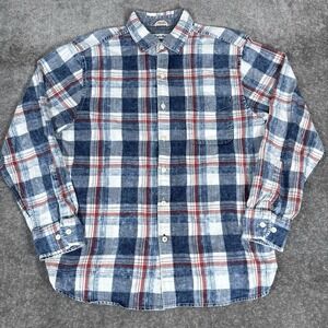 Tommy Bahama Shirt Men's Medium Blue‎ Plaid Hazy Days Long Sleeve Button Up